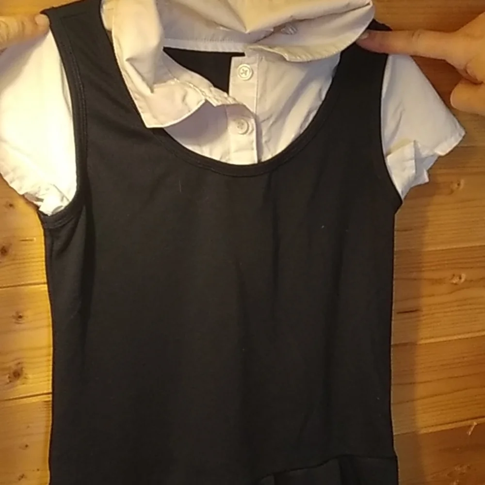 Girls size 7/8 Navy blue dresses all short sleeve set of 3 pre-owned condition